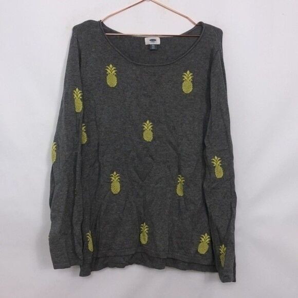 Old Navy Pineapple Scoop Neck Sweater XXL New Without Tags Yellow&Gray RM-B - Picture 4 of 7